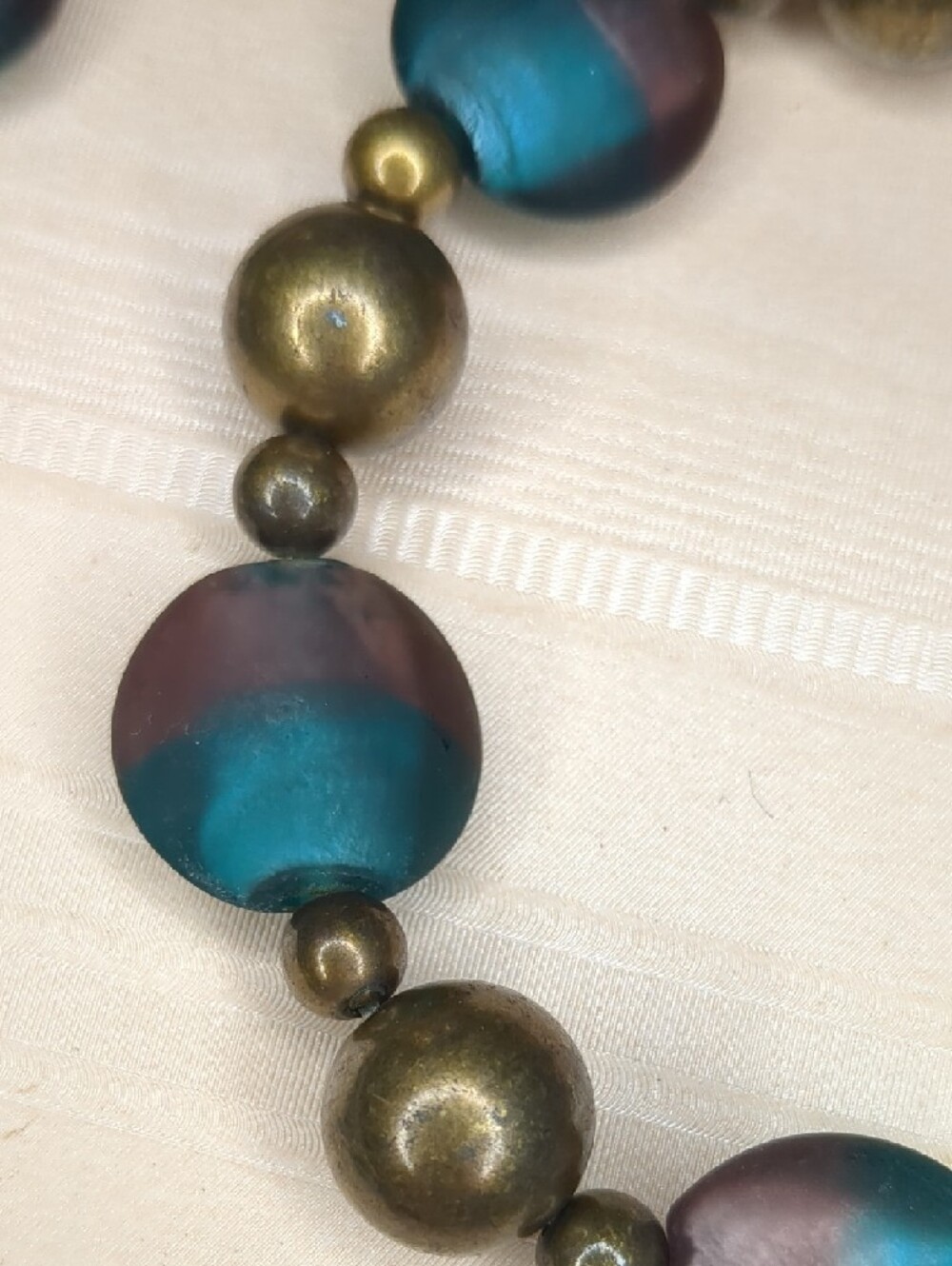 Coldwater Creek 90s Boho Glass Bead Necklace and Bracelet Set Teal Plum - Picture 5 of 13
